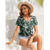 imageZeagoo Womens Summer Tunic Tops Short Sleeve Floral Boho Casual T Shirts Pleated Crewneck Flowy Relax Fit Soft BlousesGreen Floral