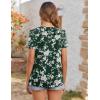 imageZeagoo Womens Summer Tunic Tops Short Sleeve Floral Boho Casual T Shirts Pleated Crewneck Flowy Relax Fit Soft BlousesGreen Floral