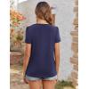 imageZeagoo Womens Summer Tunic Tops Short Sleeve Floral Boho Casual T Shirts Pleated Crewneck Flowy Relax Fit Soft BlousesNavy