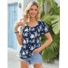 imageZeagoo Womens Summer Tunic Tops Short Sleeve Floral Boho Casual T Shirts Pleated Crewneck Flowy Relax Fit Soft BlousesNavy Floral