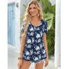 imageZeagoo Womens Summer Tunic Tops Short Sleeve Floral Boho Casual T Shirts Pleated Crewneck Flowy Relax Fit Soft BlousesNavy Floral
