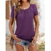 imageZeagoo Womens Summer Tunic Tops Short Sleeve Floral Boho Casual T Shirts Pleated Crewneck Flowy Relax Fit Soft BlousesPurple