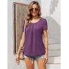 imageZeagoo Womens Summer Tunic Tops Short Sleeve Floral Boho Casual T Shirts Pleated Crewneck Flowy Relax Fit Soft BlousesPurple