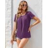 imageZeagoo Womens Summer Tunic Tops Short Sleeve Floral Boho Casual T Shirts Pleated Crewneck Flowy Relax Fit Soft BlousesPurple