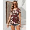 imageZeagoo Womens Summer Tunic Tops Short Sleeve Floral Boho Casual T Shirts Pleated Crewneck Flowy Relax Fit Soft BlousesRed Floral