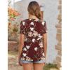 imageZeagoo Womens Summer Tunic Tops Short Sleeve Floral Boho Casual T Shirts Pleated Crewneck Flowy Relax Fit Soft BlousesRed Floral
