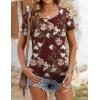imageZeagoo Womens Summer Tunic Tops Short Sleeve Floral Boho Casual T Shirts Pleated Crewneck Flowy Relax Fit Soft BlousesRed Floral