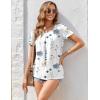 imageZeagoo Womens Summer Tunic Tops Short Sleeve Floral Boho Casual T Shirts Pleated Crewneck Flowy Relax Fit Soft BlousesWhite Floral