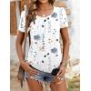 imageZeagoo Womens Summer Tunic Tops Short Sleeve Floral Boho Casual T Shirts Pleated Crewneck Flowy Relax Fit Soft BlousesWhite Floral