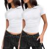 imageZeagoo Fitted T Shirts for Women 2 or 3 Piece Short Sleeve Shirts Summer Basic Crewneck Y2k TopsZwhiteWhite