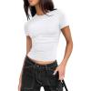 imageZeagoo Women Crewneck Slim Fitted Short Sleeve T Shirts Cute Stretchy Bodycon Basic Tee TopsWhite