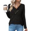 imageZeagoo Womens Casual Tunic Tops Long Sleeve Shirts for Leggings V Neck Button Fall Pullover Blouse Loose SweatshirtsBlack