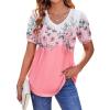 imageZeagoo Womens Puff Short Sleeve Boho Shirts Casual V Neck Floral Solid Summer Blouse Pleated Tunic TopSf122