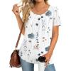 imageZeagoo Womens Summer Tunic Tops Short Sleeve Floral Boho Casual T Shirts Pleated Crewneck Flowy Relax Fit Soft BlousesWhite Floral