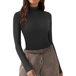 imageZeagoo Womens Long Sleeve Shirts Mock Neck Turtleneck Slim Fitted Basic Crop Tops 2024 Fashion Casual TShirts1 Packblack