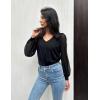 imageZeagoo Womens Blouses Dressy Casual V Neck Top Swiss Dot Balloon Long Sleeve ShirtsBlack