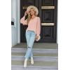 imageZeagoo Womens Blouses Dressy Casual V Neck Top Swiss Dot Balloon Long Sleeve ShirtsLight Pink