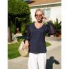 imageZeagoo Womens Blouses Dressy Casual V Neck Top Swiss Dot Balloon Long Sleeve ShirtsNavy Blue