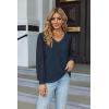 imageZeagoo Womens Blouses Dressy Casual V Neck Top Swiss Dot Balloon Long Sleeve ShirtsNavy Blue