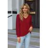 imageZeagoo Womens Blouses Dressy Casual V Neck Top Swiss Dot Balloon Long Sleeve ShirtsRed