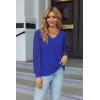 imageZeagoo Womens Blouses Dressy Casual V Neck Top Swiss Dot Balloon Long Sleeve ShirtsRoyal Blue