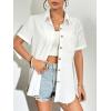 imageZeagoo Womens Button Down Shirts Color Block Short Sleeve Cotton Linen Summer Causal Blouses TopsAwhite
