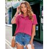imageZeagoo Womens Button Down Shirts Color Block Short Sleeve Cotton Linen Summer Causal Blouses TopsHot Pink