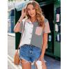 imageZeagoo Womens Button Down Shirts Color Block Short Sleeve Cotton Linen Summer Causal Blouses TopsPat3