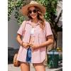 imageZeagoo Womens Button Down Shirts Color Block Short Sleeve Cotton Linen Summer Causal Blouses TopsPink