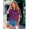 imageZeagoo Womens Button Down Shirts Color Block Short Sleeve Cotton Linen Summer Causal Blouses TopsPurple