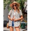 imageZeagoo Womens Button Down Shirts Color Block Short Sleeve Cotton Linen Summer Causal Blouses TopsXh296