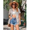 imageZeagoo Womens Button Down Shirts Color Block Short Sleeve Cotton Linen Summer Causal Blouses TopsXh296