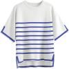 imageZeagoo Womens Knit Short Sleeve Tops Summer Pullover Blouse Basic Casual ShirtBlue Stripe