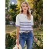 imageZeagoo Womens Knit Short Sleeve Tops Summer Pullover Blouse Basic Casual ShirtBlue Stripe