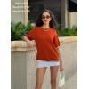 imageZeagoo Womens Knit Short Sleeve Tops Summer Pullover Blouse Basic Casual ShirtCaramel