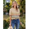 imageZeagoo Womens Knit Short Sleeve Tops Summer Pullover Blouse Basic Casual ShirtColorful Stripes