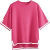 imageZeagoo Womens Knit Short Sleeve Tops Summer Pullover Blouse Basic Casual ShirtHot Pink