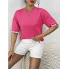 imageZeagoo Womens Knit Short Sleeve Tops Summer Pullover Blouse Basic Casual ShirtHot Pink
