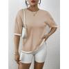 imageZeagoo Womens Knit Short Sleeve Tops Summer Pullover Blouse Basic Casual ShirtKhaki