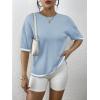imageZeagoo Womens Knit Short Sleeve Tops Summer Pullover Blouse Basic Casual ShirtLight Blue
