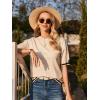 imageZeagoo Womens Knit Short Sleeve Tops Summer Pullover Blouse Basic Casual ShirtLight Khaki