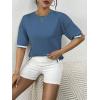 imageZeagoo Womens Knit Short Sleeve Tops Summer Pullover Blouse Basic Casual ShirtNavy Blue