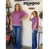 imageZeagoo Womens Knit Short Sleeve Tops Summer Pullover Blouse Basic Casual ShirtPurple