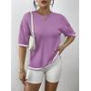 imageZeagoo Womens Knit Short Sleeve Tops Summer Pullover Blouse Basic Casual ShirtPurple
