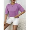 imageZeagoo Womens Knit Short Sleeve Tops Summer Pullover Blouse Basic Casual ShirtPurple