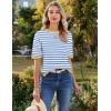 imageZeagoo Womens Knit Short Sleeve Tops Summer Pullover Blouse Basic Casual ShirtStripe Blue White1