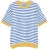 imageZeagoo Womens Knit Short Sleeve Tops Summer Pullover Blouse Basic Casual ShirtStripe Blue White1