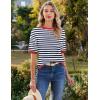 imageZeagoo Womens Knit Short Sleeve Tops Summer Pullover Blouse Basic Casual ShirtStripe Navy Blue White1