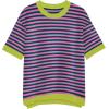 imageZeagoo Womens Knit Short Sleeve Tops Summer Pullover Blouse Basic Casual ShirtStripe Pink Green1