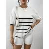 imageZeagoo Womens Knit Short Sleeve Tops Summer Pullover Blouse Basic Casual ShirtStripe01